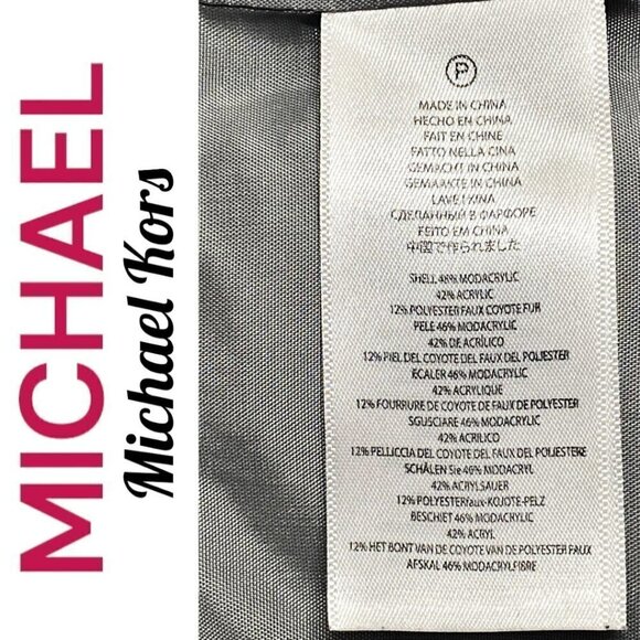 MICHAEL MICHAEL KORS Faux Fur Vest Coyote Gray Black Silver, Size Small - Picture 5 of 9